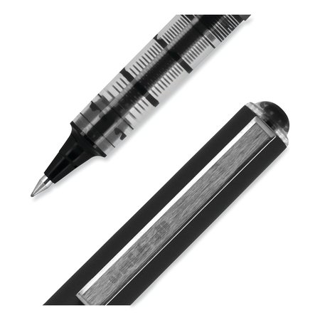 Uni-Ball Stick Roller Ball Pen, Micro 0.5mm, Blk Ink, Blk/Gray Barrel, PK12 60106